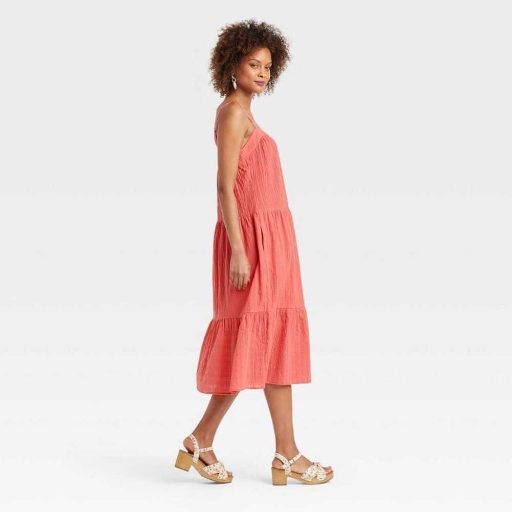 Knox Rose Guava Jelly Midi Dress - Coral - Pockets - Womens LARGE - NEW with tag - Picture 2 of 5
